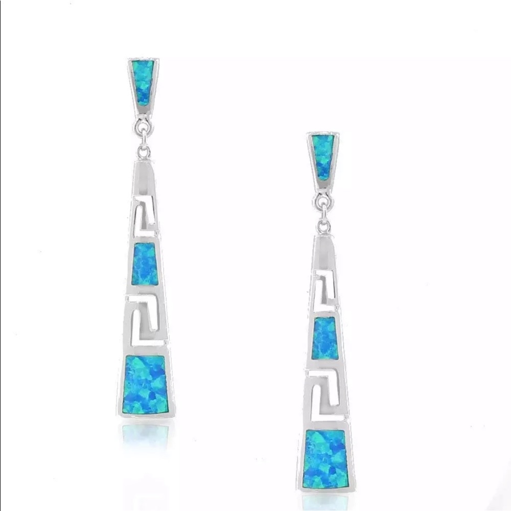 IMITATION OPAL SILVER POST EARRINGS